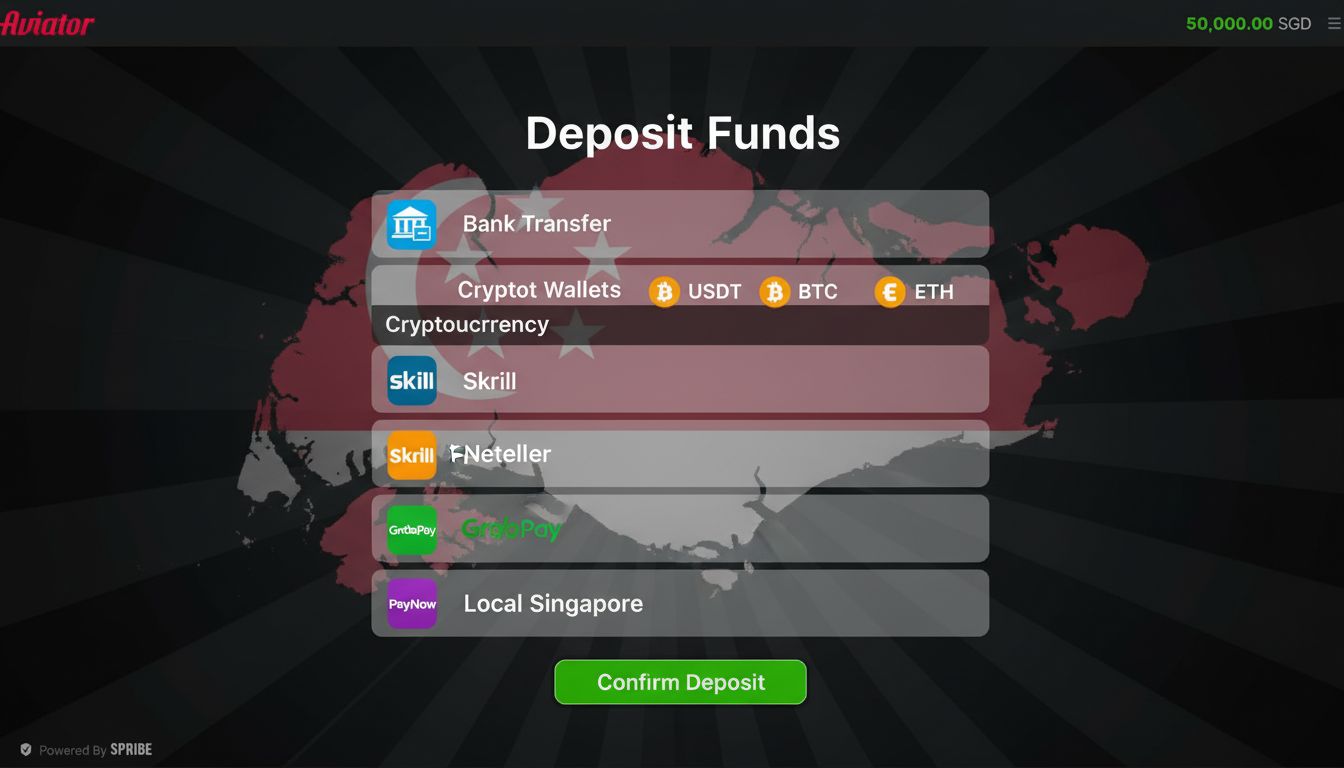 A display showing withdrawal methods: bank transfer, crypto, e-wallets in Singapore